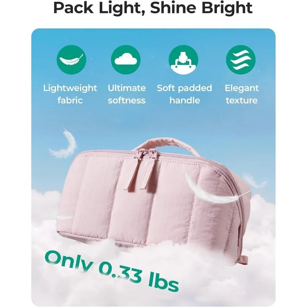 Travel Makeup Bag for Women, Portable Water-resistant Cosmetic Case, Puffy Padde